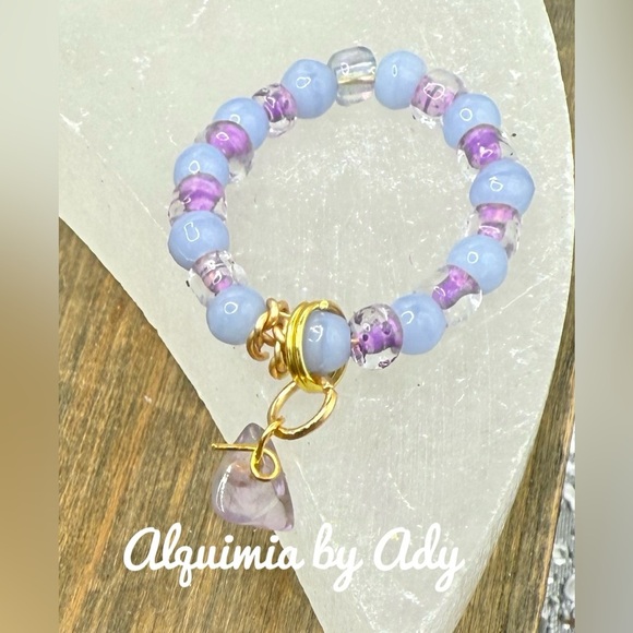 Alquimia Purple and Blue Beaded Ring - Picture 1 of 2